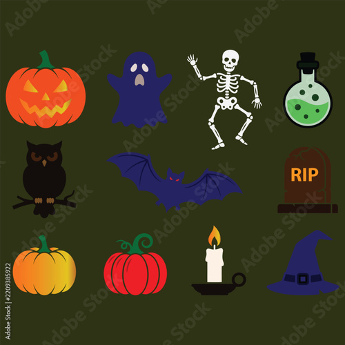 Halloween Silhouette Vector Illustration Set