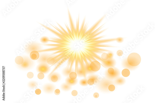 Golden Sparkle Light Effect Golden Star Burst Glare Lens Flare 