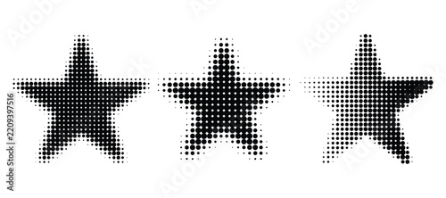 Set of Black dot halftone in Three Star shape, Vector element design