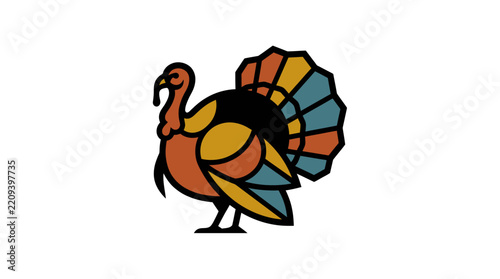 Thanksgiving Turkey Vector Art Isolated on White Background