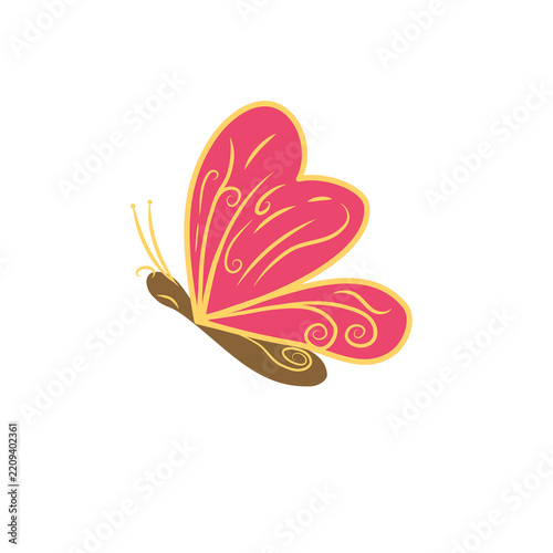 Butterfly cute doodle small for nature summer illustration that can be used for sticker, book, scrapbook, icon, decorative, e.t.c with aesthetic colorful pink, yellow, brown colors
