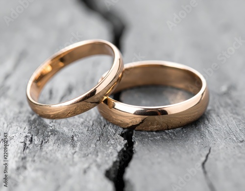 Wedding rings symbolizing marriage breakdown and relationship crisis