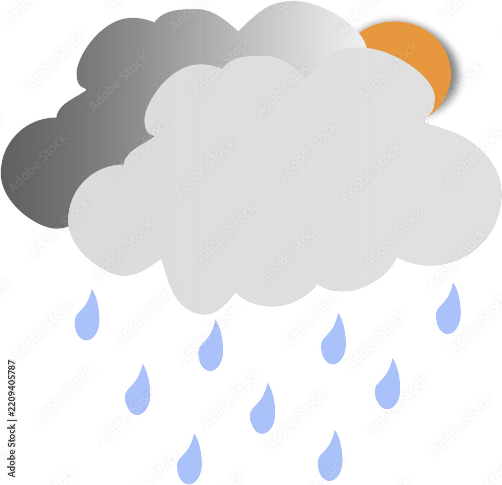Fototapeta premium Cloud with Raindrops Vector Illustration