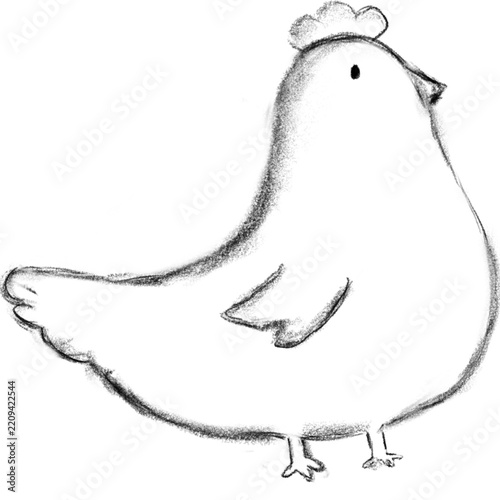 Handdrawn Pencil Sketch of a Cute Chicken