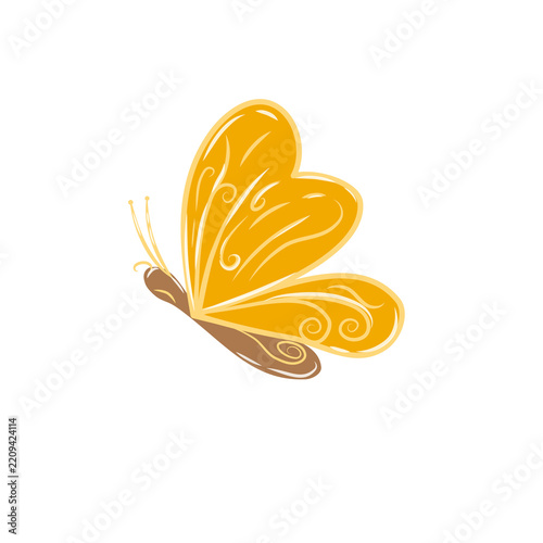 Butterfly cute doodle small for nature summer illustration that can be used for sticker, book, scrapbook, icon, decorative, e.t.c with aesthetic colorful brown and yellow colors