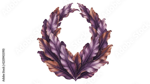 Laurel Wreath of Purple and Bronze Leaves Isolated