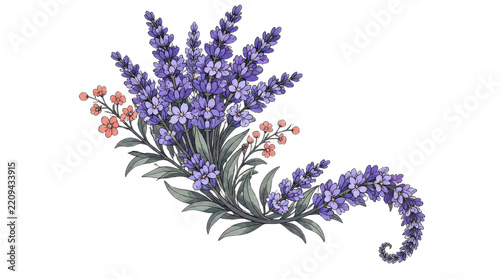 Lavender Bouquet Botanical Illustration