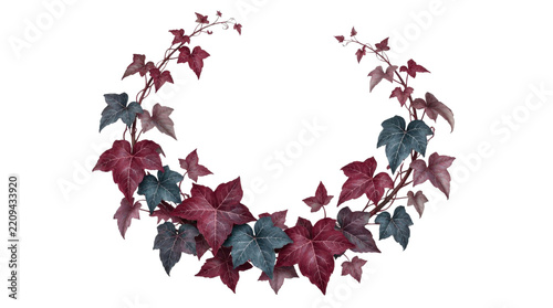 Ivy Leaf Wreath Frame with Maroon and Teal Foliage