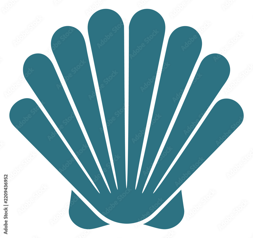 Fototapeta premium Shell blue symbol. Seashell logo. Resort emblem