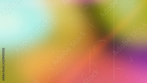 Abstract colorful blurry background with vintage film grain texture and light leaks