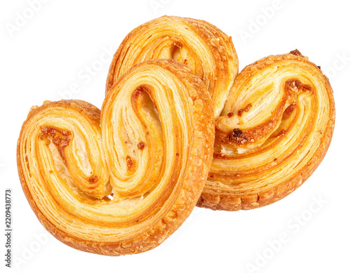 Delicious palmier cookies baking, sweet pastry dessert
