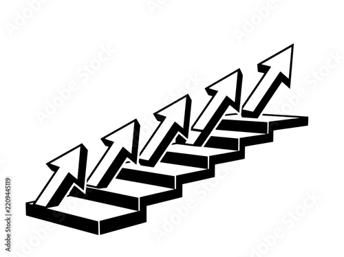 Five Step Upward Arrows Vector