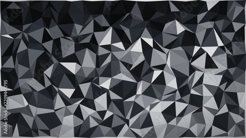 Dark monochrome geometric triangle pattern with varied facets for modern creative backdrops.