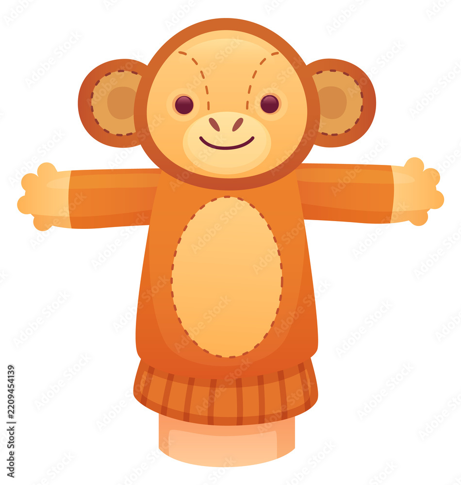 Obraz premium Monkey puppet doll. Theater show cartoon toy