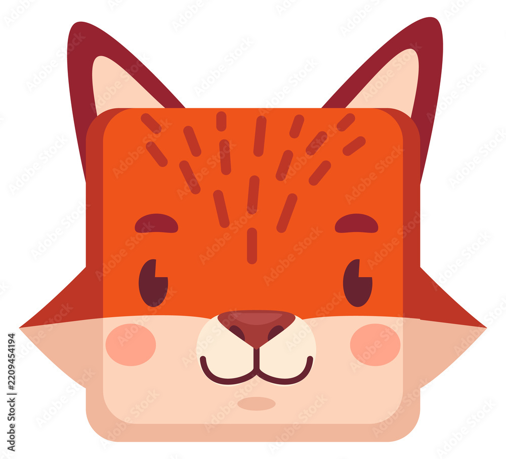 Obraz premium Fox square head. Funny wild forest animal face