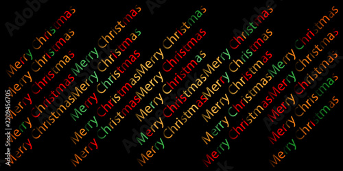 Diagonal merry christmas text pattern with red green and gold typography.