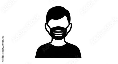 Black silhouette icon of a person wearing a protective face mask
