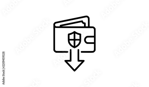 Cost Reduction Wallet Shield Business Savings Icon Vector