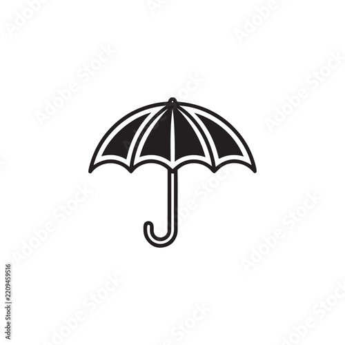 Simple black and white umbrella icon isolated transparent background