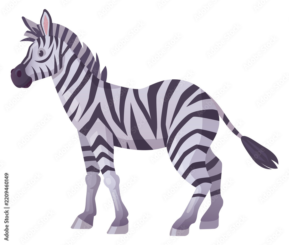 Obraz premium Cartoon zebra. Safari wildlife. African animal icon