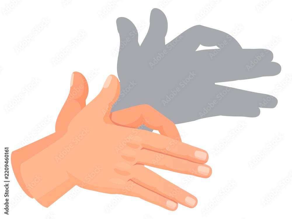 Obraz premium Wolf shadow silhouette. Animal hand gesture theater