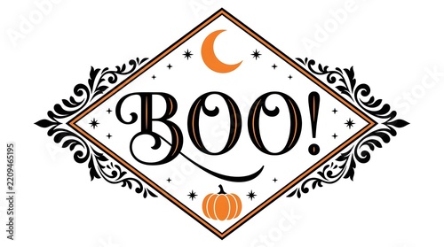 Obraz na plátně A delightful halloween design showcases the word boo alongside a charming cresce