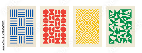 Minimalist Geometric Poster Set Abstract Pattern Art Background Vector