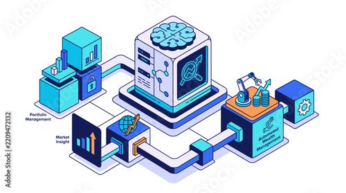 Isometric Automated Wealth Management and AI Concept