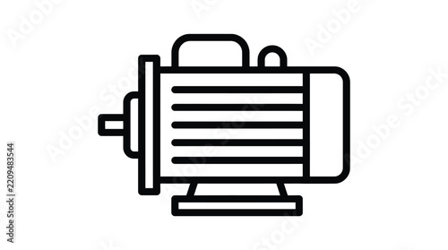 Electric motor industrial device line art vector icon illustration isolated on white background