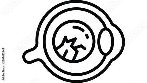 Simple black and white line art vector icon depicting a human eye anatomy illustration