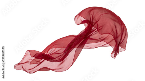 flowing red silk fabric fluttering isolated on transparent background png