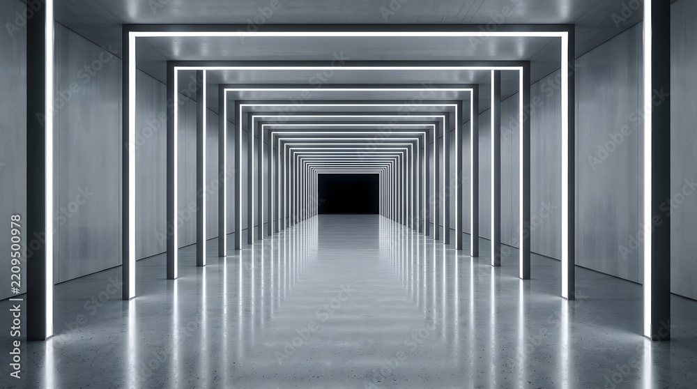 Fototapeta premium Futuristic glowing corridor tunnel