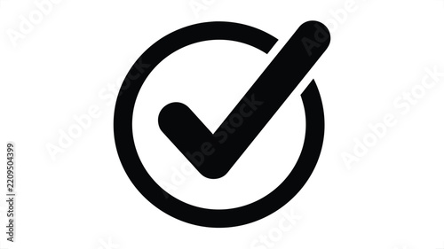 Fotografie Minimalist black checkmark icon vector graphic featuring a bold tick symbol insi