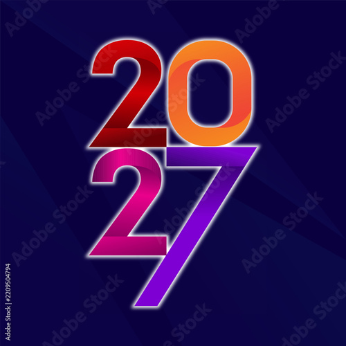 2027 Abstract Design illustration. 2027 Text Design. Happy New Year 2027. 2027 Poster Design