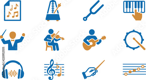 High Quality Musical Performance Icon Set for Classical and Modern Art
