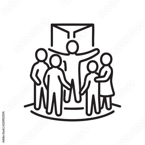 welcoming people icon, a black outline vector art design representing community black black outline art vector icon