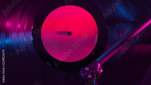 Analog music turntable with colorful lighting 