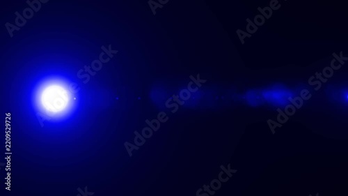 Slow motion cinematic lens flare and light leak effect isolated on black background. 