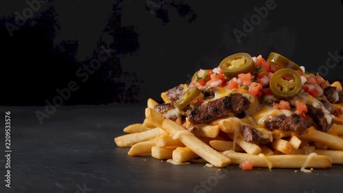 Loaded Nacho Fries with Beef Cheese and Jalapenos, AI Generated