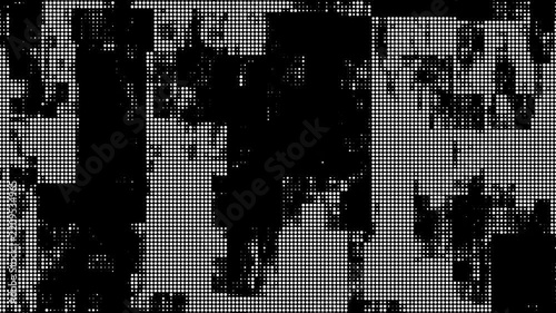 Black and White Halftone Glitch Texture with Distorted Dot Pattern Animation