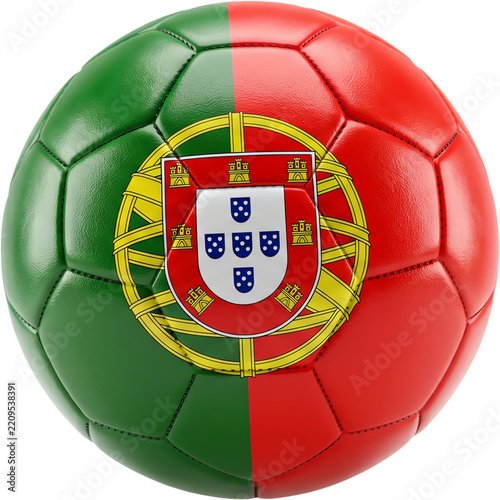 Portugal Flag Soccer Ball Isolated
