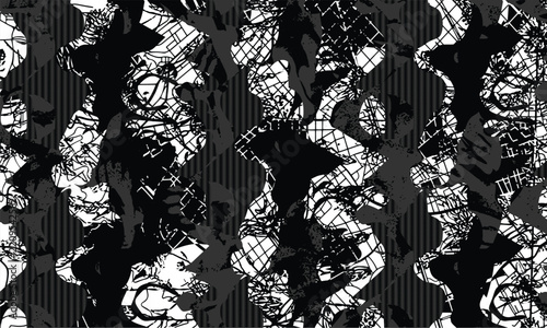 Black Gray Halftone Camouflage Abstract Pattern