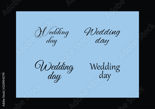 wedding day elegant script calligraphy text vector design, romantic script for invitations