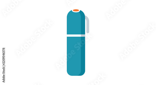 Turquoise marker pen with orange cap a flat vector illustration on white background