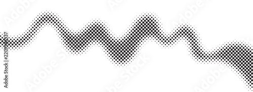 Abstract Undulating Black Halftone Dot Wave on White Background
