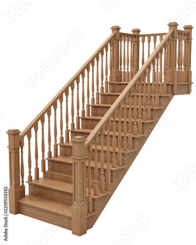 Traditional oak wood staircase with balusters and handrail interior design wooden stairs building material construction site staircase architecture