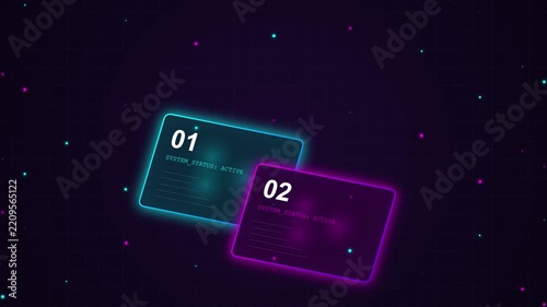 Neon Digital Cards with Floating Data Interface