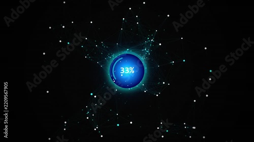 Abstract Digital Loading Progress Circle with Data Network Connections