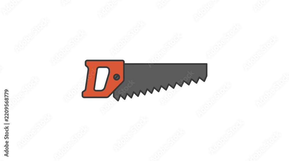 Fototapeta premium Flat Vector Illustration of a Hand Saw Tool