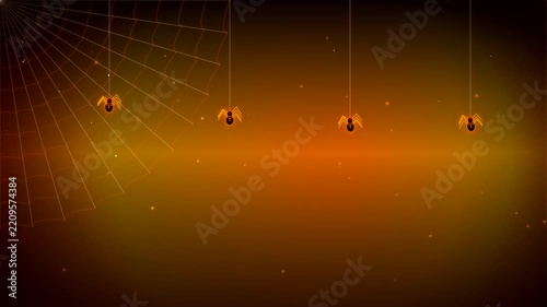 Atmospheric Halloween motion background featuring Spooky Spider Cobwebs and Spider Web Crawl in rich Jack-O-Lantern Amber. Ideal for seasonal broadcast, horror intros, October sales, and party screens